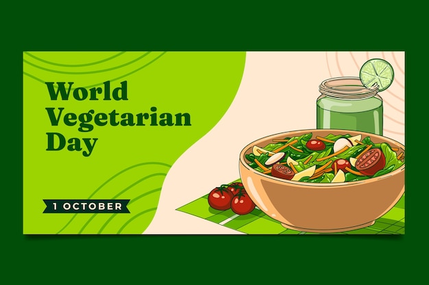 Modello di banner orizzontale per la giornata mondiale vegetariana