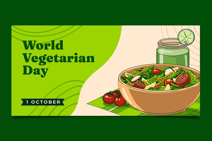 Free Vector world vegetarian day horizontal banner template