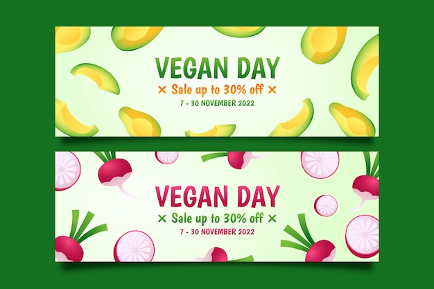 World vegetarian day realistic horizontal banners set