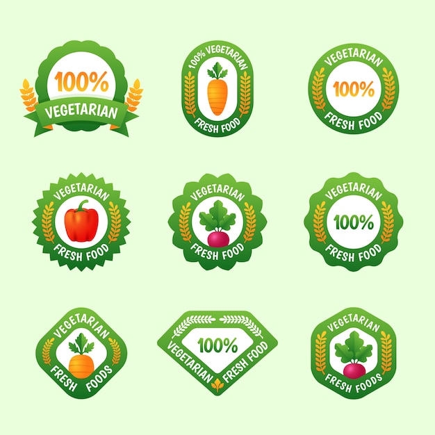 World vegetarian day realistic labels collection