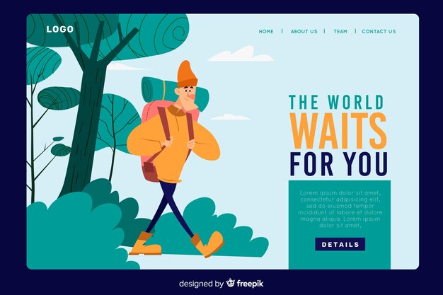 World waits for you adventure landing page