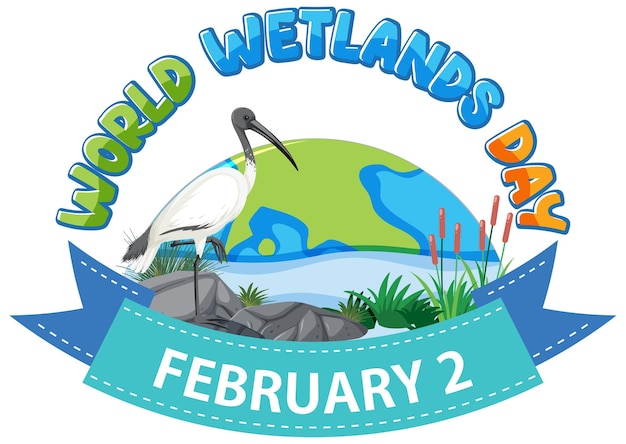 Бесплатное векторное изображение Всемирный день водно-болотных угодий на февральской иконе