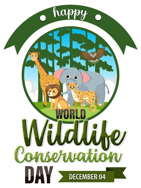Vettore gratuito banner per la giornata mondiale della conservazione della fauna selvatica