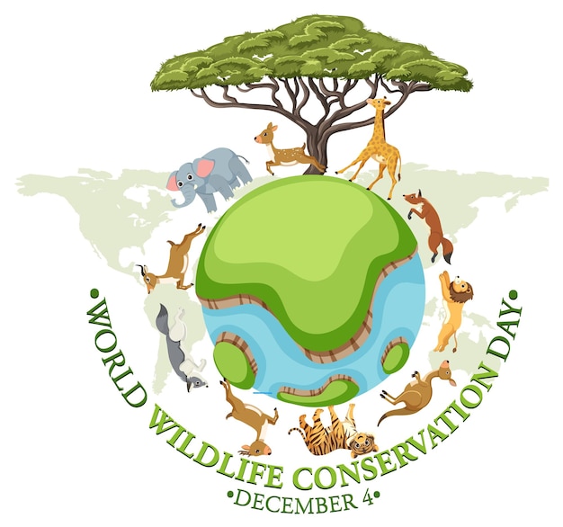 Vettore gratuito modello di poster per la giornata mondiale della conservazione della fauna selvatica