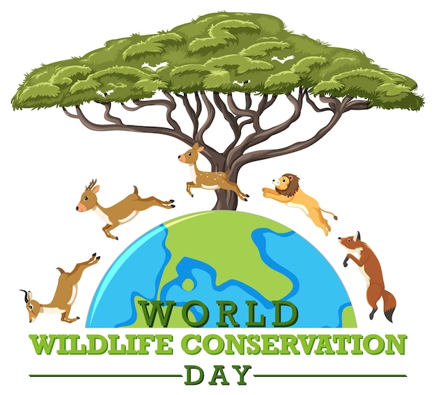 Modello di poster per la giornata mondiale della conservazione della fauna selvatica