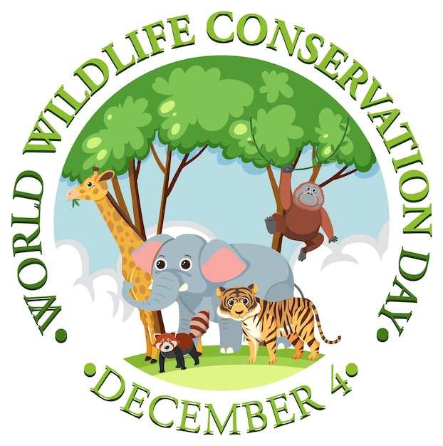 Vettore gratuito modello di poster per la giornata mondiale della conservazione della fauna selvatica