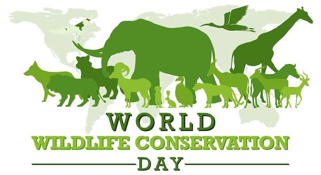 世界野生动物保护日免费矢量海报模板