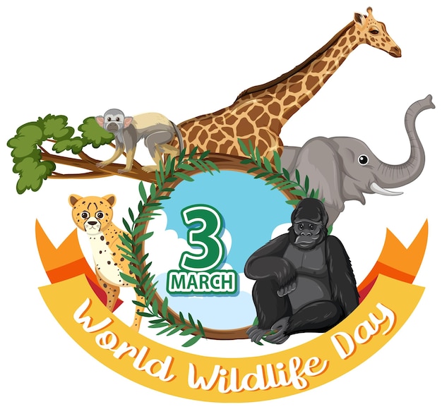 Vettore gratuito bandiera della giornata mondiale della fauna selvatica