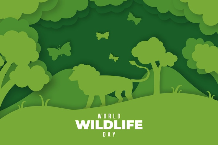 Free Vector world wildlife day illustration in paper style
