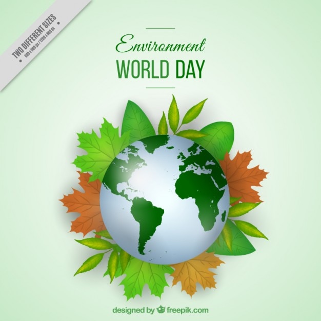 Vettore gratuito mondo con l'ambiente foglie day background