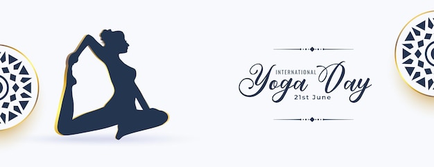 Free vector world yoga day celebration banner get fit and healthy