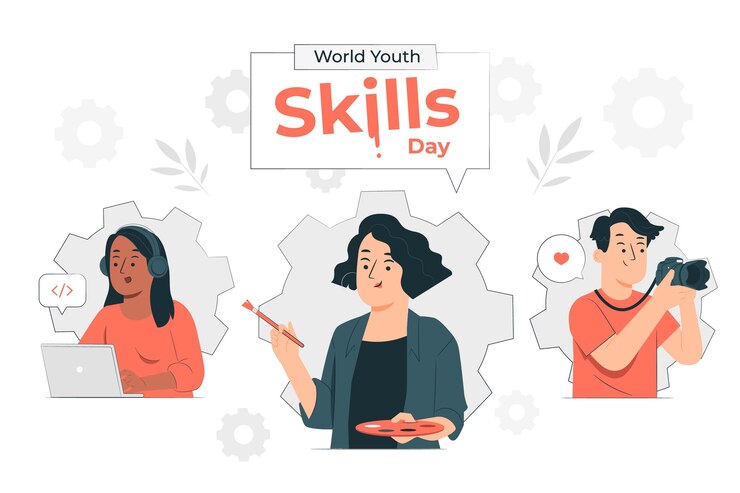 Free Vector world youth skills day concept illustration