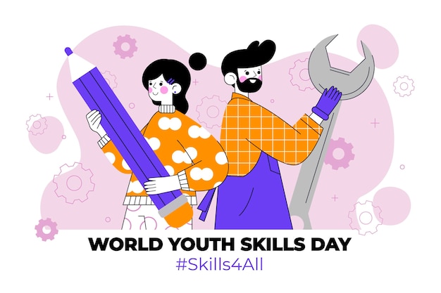 Free vector world youth skills day illustration