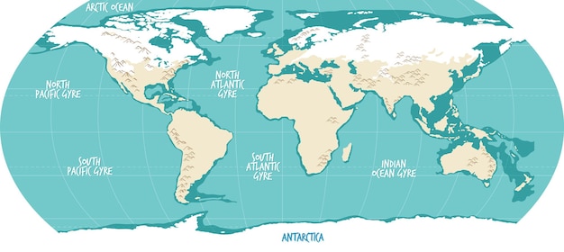 Worldmap with blue ocean and lands