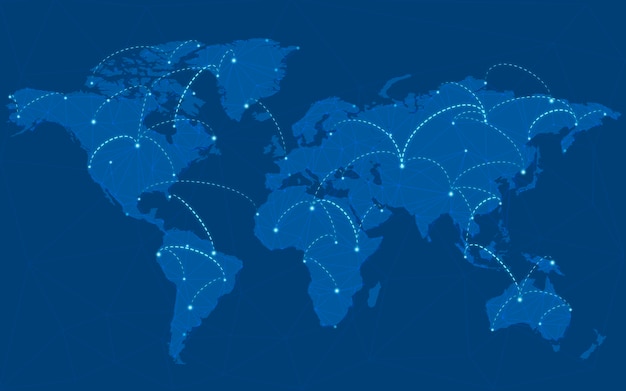 世界的な接続の青い背景イラストベクトル