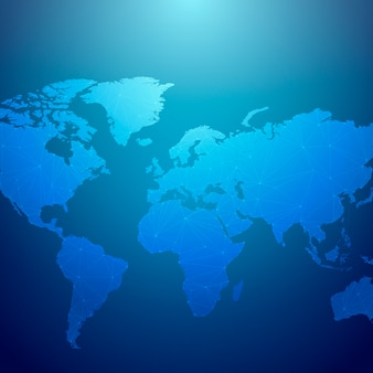Vettore blu dell'illustrazione della priorità bassa del collegamento in tutto il mondo