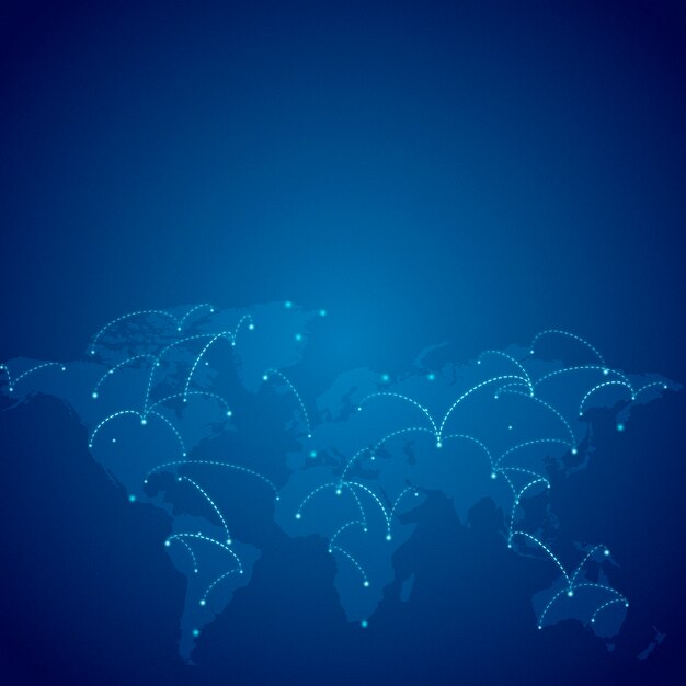 世界規模の接続青い背景イラスト