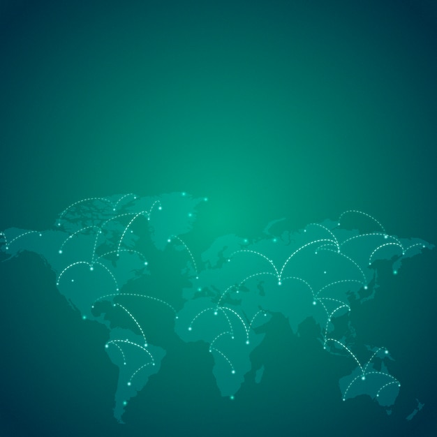 Worldwide connection green background illustration vector