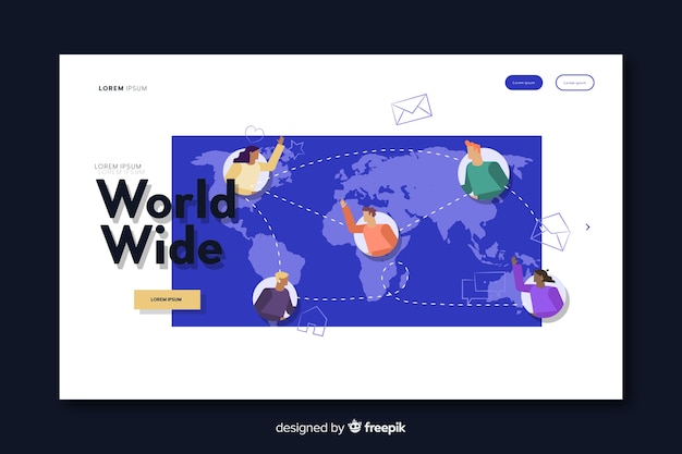 Free vector worldwide delivery landing page