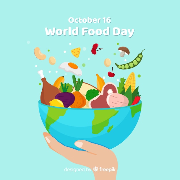 Free vector worldwide food day bowl of delicious meal