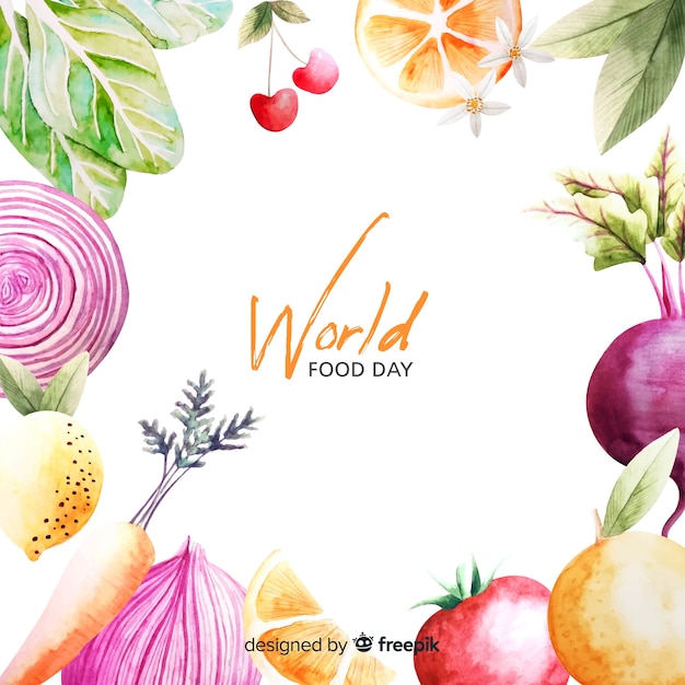 世界的な食糧日フレーム水彩デザイン
