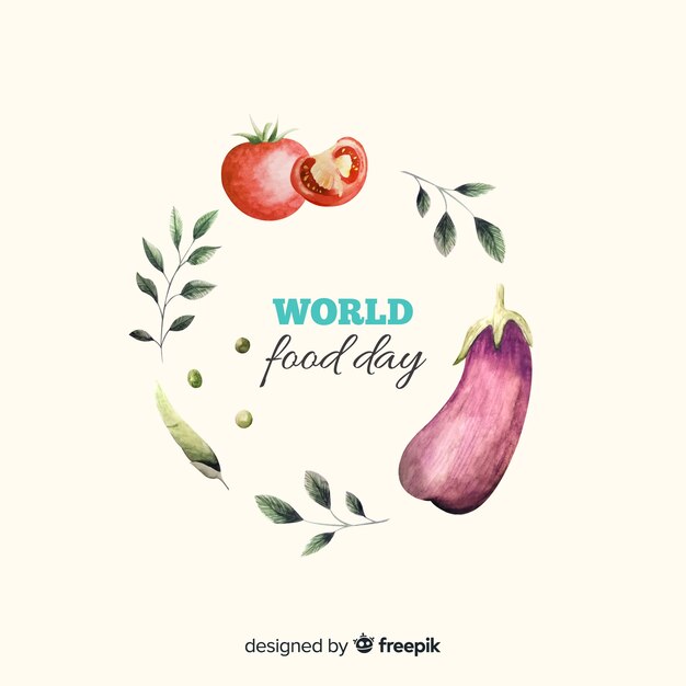 Worldwide food day with veggies watercolour design