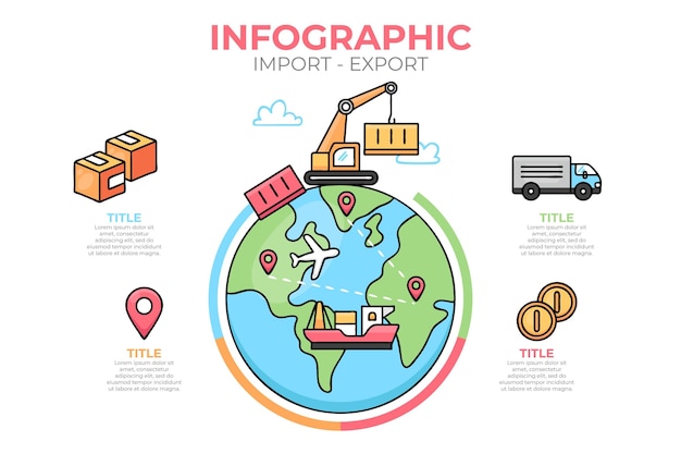 Worldwide import and export graphics with planet