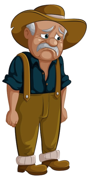 Free vector worried farmer in hat and overalls