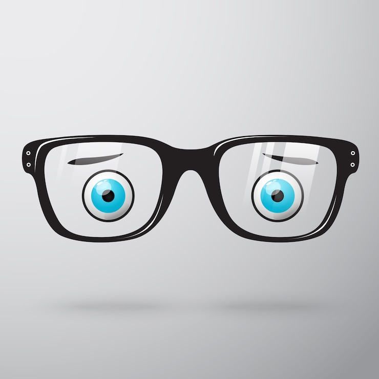Free Vector worried glasses with eyes