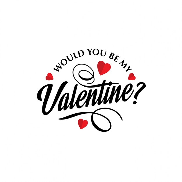 Free vector would you be my valentine typographic stylish