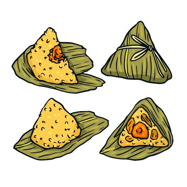 Free vector wrapping a dragon boat's zongzi hand drawn