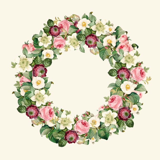 Wreath of beautiful blooming wildflowers