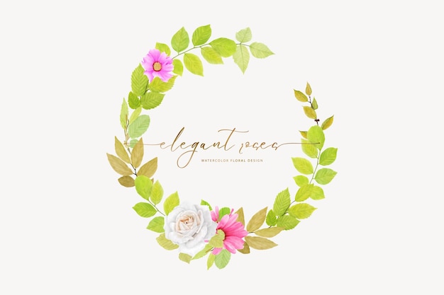 wreath floral and leaves ornament illustration