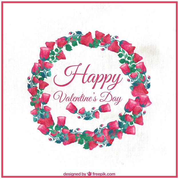 Free vector wreath of happy valentine's roses