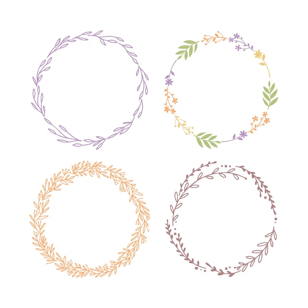 Free vector wreaths of plants set isolated