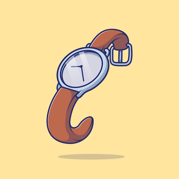 Free vector wrist watch cartoon vector icon illustration clock object icon concept isolated premium vector flat