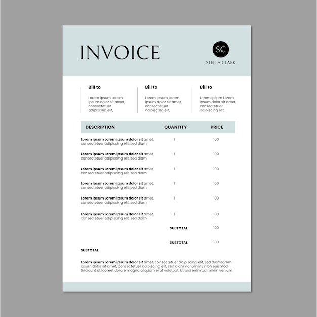 Writer invoice template design