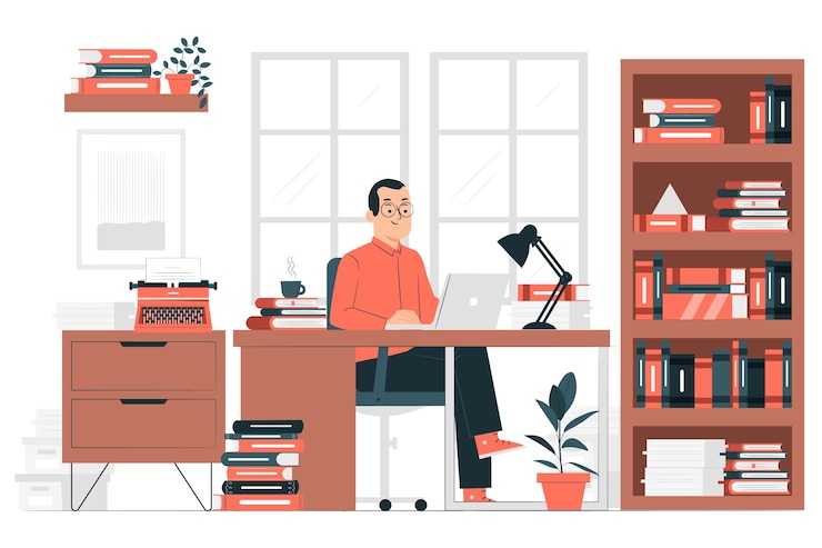 Free Vector writing room concept illustration