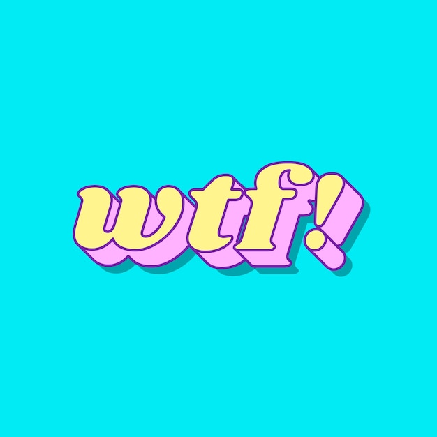Vettore gratuito wtf! vettore di tipografia funky di parola