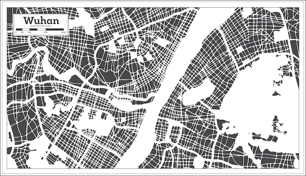 Wuhan china city map in retro style. outline map. vector illustration.