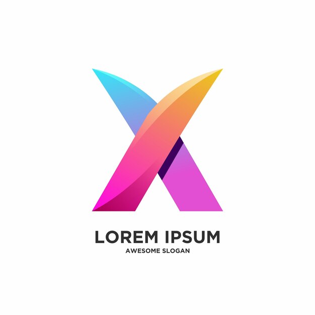 X letter logo gradient colorful illustration