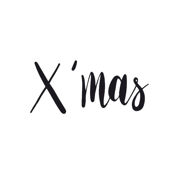 X mas handwritten typography style vector