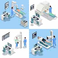 무료 벡터 의료 장비 기호 격리 벡터 일러스트와 함께 설정하는 x 선 아이소 메트릭 개념 아이콘