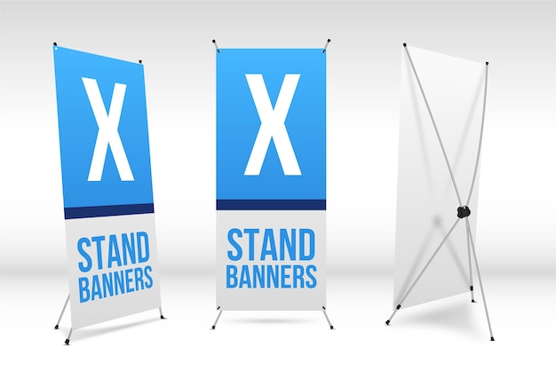 Бесплатное векторное изображение x стенд баннеры установлены