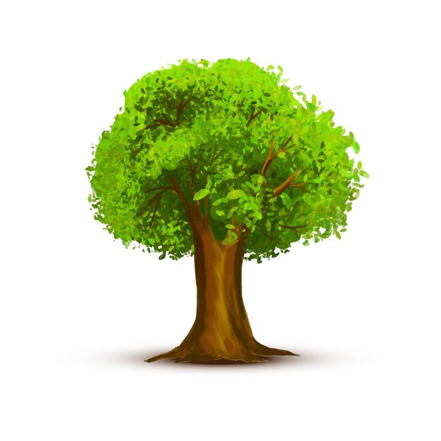 Vettore gratuito x9bellissimo albero paesaggio verde su sfondo bianco
