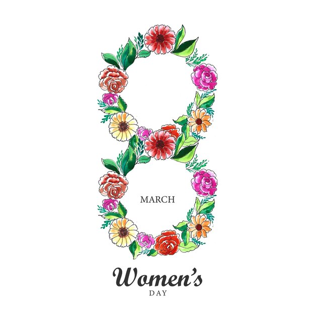 Free vector x9decorative floral with 8march womens day card design