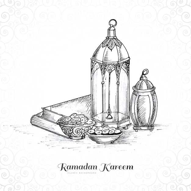 X9Hand draw arabic lamps sketch card design