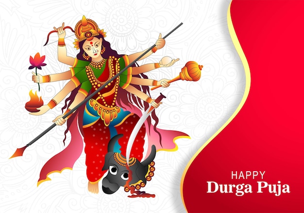 Free vector x9happy durga puja india festival holiday card illustration background