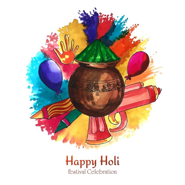 X9Happy holi celebration colorful greeting card background