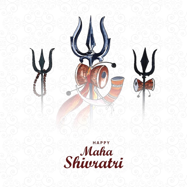 Vettore gratuito x9happy maha shivratri lord shiva trishul card design